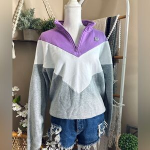 Fila Gray/Lavender/White Purple Colorblock Quarter Zip Pullover Sweatshirt